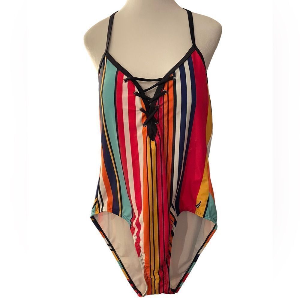 NAUTICAL ONE PIECE‎ STRIPE BATHING SUIT, large